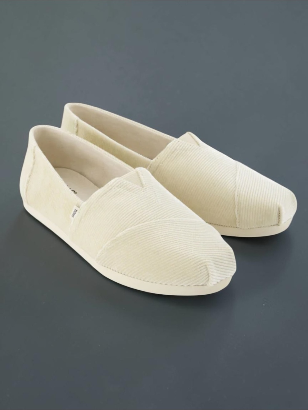 Tom’s Cream Metallic Corduroy Alpargata Slip On Shoes Size 8